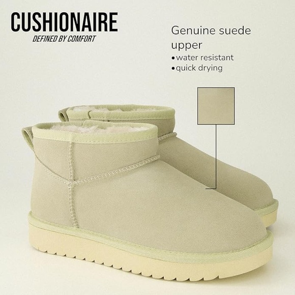 CUSHIONAIRE Women's Hip Genuine Suede Ankle Fur Lined Boots in Chocolate New - Picture 7 of 9